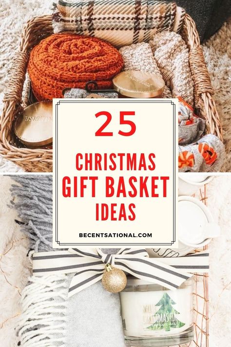 These easy gift basket ideas are inexpensive and tasteful including tips, specific themes and easy mix recipes for great and inexpensive gifts! Best DIY Christmas Gift Baskets ideas for everyone on your list. Perfect diy christmas gifts. DIY Christmas gift baskets that will make the perfect gift for friends and family! Christmas Gift Baskets Ideas, Easy Gift Basket Ideas, Diy Christmas Gift Baskets, Gift Baskets Ideas, Winter Gift Basket, Kitchen Gift Baskets, Diy Christmas Baskets, Family Gift Baskets, Baskets Christmas