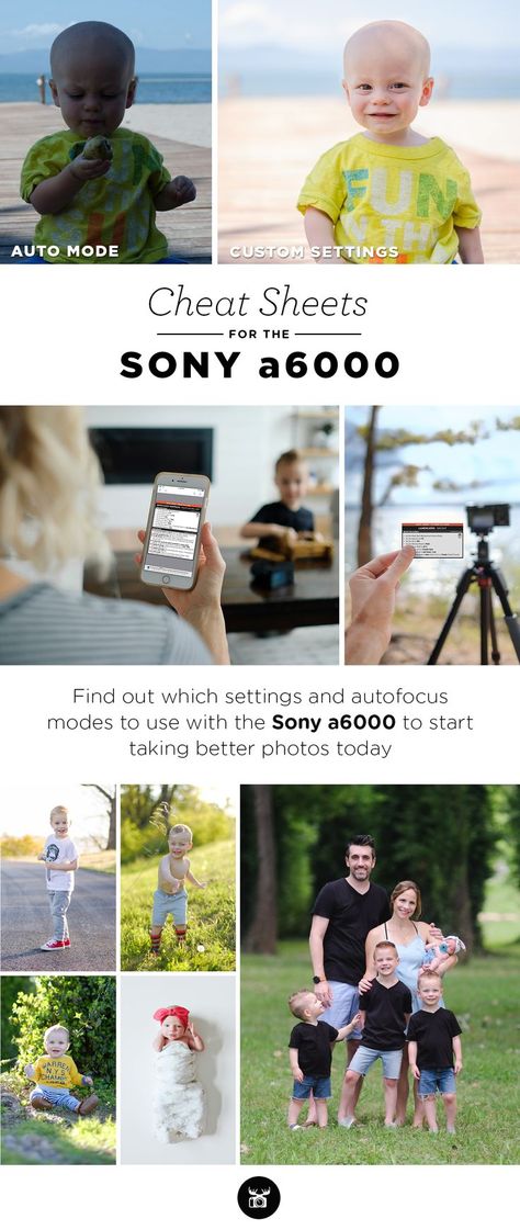 Easy to follow cheat sheets show you exactly which settings to use with your Sony a6000. Learn how to setup your Sony a6000 for portraits, landscapes, sports and more. Download to your phone or print at home and take them with you wherever you go. Nikon D3500 Photography, Nikon D3500 Tips, Nikon Cheat Sheet, Nikon D3400 Cheat Sheet, Camera Cheat Sheet, Dslr Tips, How To Pose For Pictures, Hipster Photography, Kid Pics