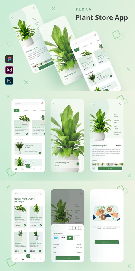 Gardening App Design, Plant Shop Web Design, Plant Catalog Design, Plant App Design, Plant Website Design, App Design Profile, Plant Website, Garden App, Moodboard App