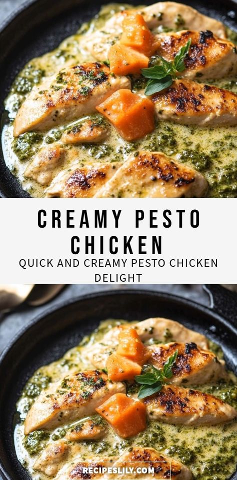 Indulge in a deliciously creamy pesto chicken that brings comfort food to a whole new level! Juicy chicken breasts are smothered in a rich, homemade pesto sauce made with fresh basil, garlic, and creamy goodness. Perfect for a quick weeknight dinner or a special gathering, this dish is sure to impress. Serve it with pasta or over rice for a complete meal that’s bursting with flavor. Discover the secret to effortless gourmet dining right at home!