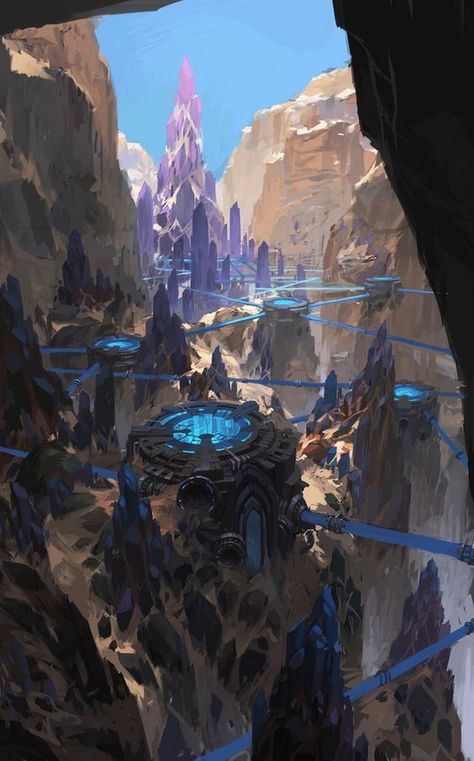 Castelo Dourado (Livro 1): Kota Masa Depan, Sci Fi Landscape, Landscape Concept, Fantasy City, Fantasy Setting, Fantasy Places, Futuristic City, Fantasy Art Landscapes, Fantasy Concept Art