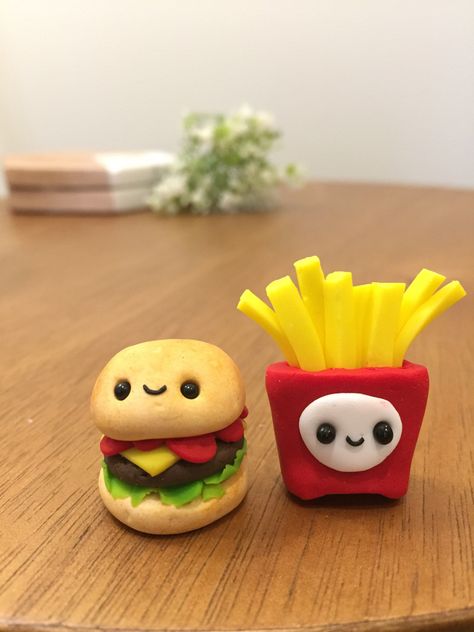 Clay French Fries, Clay Food Art, Food Clay Ideas, Clay Crafts Food, Clay Ideas Food, Clay Food Easy, Clay Food Ideas, Food Magnets, Food Clay