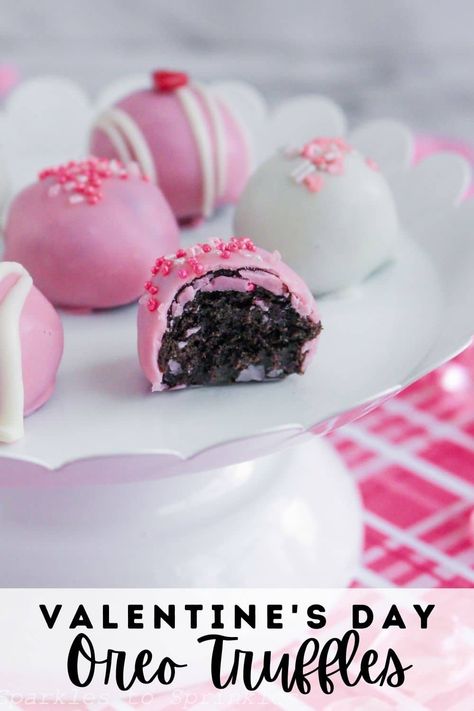 If you are looking for the perfect Valentine’s Day treat that is easy and elegant then these Valentine's Day Oreo Truffles are just what you are looking for! With just three ingredients you will have the perfect treat to share with those you love! Dessert Truffles, Oreo Balls, Oreo Truffles, Valentines Day Desserts, Valentine's Day Recipes, Party Food And Drinks, Valentines Food, Desserts To Make, Valentine Treats