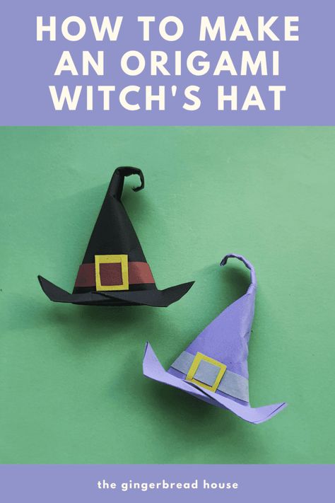 Origami Halloween Decorations, Origami Witch, Paper Hearts Origami, Origami Hat, Halloween Craft Activities, Halloween Origami, Halloween Paper Crafts, Fun Halloween Crafts, Witch Diy