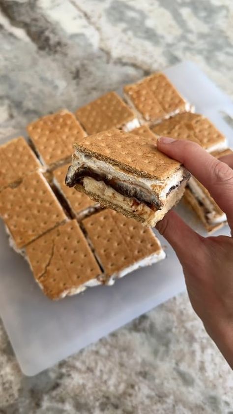 Frozen Smores #baking Frozen Smores, Ice Cream Treats, Easy Baking Recipes Desserts, Sweet Snacks Recipes, Delicious Snacks Recipes, Ice Cream Desserts, Fun Baking Recipes, Food Videos Desserts, Easy Baking Recipes