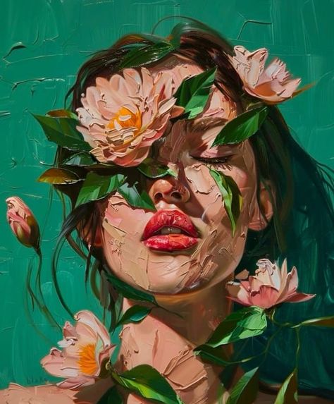 Illustration Kunst, Gcse Art, Ap Art, Abstract Portrait, Art And Illustration, Portrait Art, Painting Inspiration, Portrait Painting, Floral Art