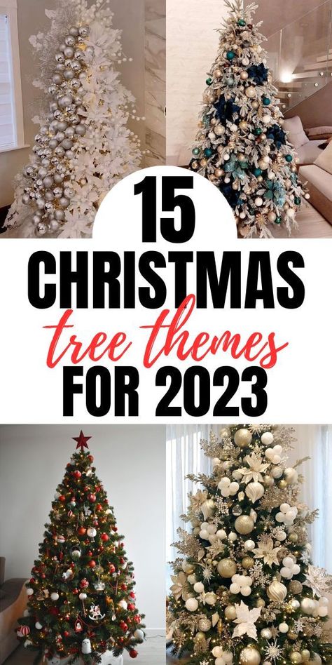 Wow I’m obsessed with these 2023 christmas tree themes. I can’t wait to try all the christmas tree theme ideas they show you in this post. I’m definitely saving it for later. Unique Christmas Trees Themes, Christmas Tree Colour Scheme, Floral Christmas Tree, Country Christmas Trees, Christmas Tree Decorating Themes, Tree Themes, Modern Christmas Tree, Elegant Christmas Trees, Creative Christmas Trees