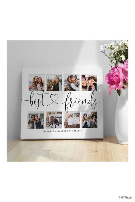 Friendship Frames Ideas, Photo Gift Ideas For Best Friend, Frame Ideas For Best Friends, Canva Photo Collage Design, Best Friend Canvas Ideas, Photo Frame Ideas For Best Friend, Photo Frame Gift Ideas Friends, Farewell Gift For Best Friend, Canvas For Best Friend