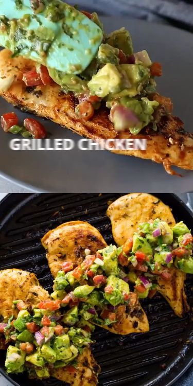 Healthy Cilantro Lime grilled chicken topped with fresh avocado salsa making this dish a DELICIOUS low-carb & Keto Dinner in under 30 minutes! Food Recipes With Avocado, Grilled Chicken With Avocado, Chicken With Avocado Salsa, Chicken With Avocado, 30 Diet, Mango Avocado, Chicken Burrito, Lost 100 Pounds, Copykat Recipes