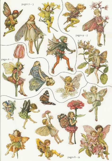 Fairies Stickers, Desain Buklet, Diy Sticker, Fairy Images, Flower Fairies, Arte Sketchbook, Fairytale Art, Vintage Poster Art, Young At Heart