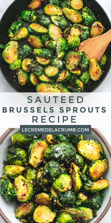 Sauteed Brussels Sprouts, Brussel Sprouts Recipes Easy, Sauteed Brussel Sprouts, Baked Broccoli, Recipe With Garlic, Fried Brussel Sprouts, Pesto Vegan, Brussel Sprout Recipes Roasted, Sprouts Recipe