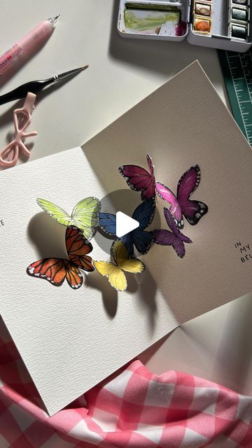 Vinita more on Instagram: "Pop up butterfly card🎀 slower tutorial?? Comment below if you need one and i’ll dm you with it😙😙 but this turned out superrrr cute, you gotta tryyy<3 also follow for more such cute artsy ideas:)  Diy butterfly pop up card idea birthday card cute card envelope diy crafts #cards#cardidea#explore#explorepage#reels#aesthetic#gifts#giftideas#diy#diyaesthetic" Cute Birthday Gift Diy, Pop Up Inspiration, Folding Cards Ideas Pop Up, Pop Up Bday Card, Cards Tutorial, Pop Up Birthday Cards Diy How To Make, Cute Bday Gift Ideas, Birthday Card Ideas Diy Creative Pop Up, Butterfly Birthday Card Ideas