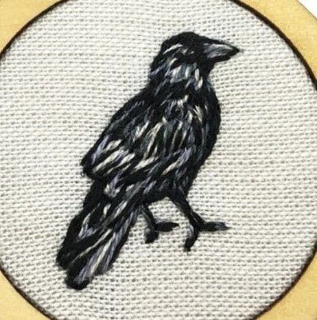 Raven Embroidery, Crow Embroidery, Christmas Embroidery Ideas, Spooky Embroidery, Clothes Embroidery Diy, Fabric Sewing Patterns, Embroidered Bird, Halloween Embroidery, Hand Embroidery Projects