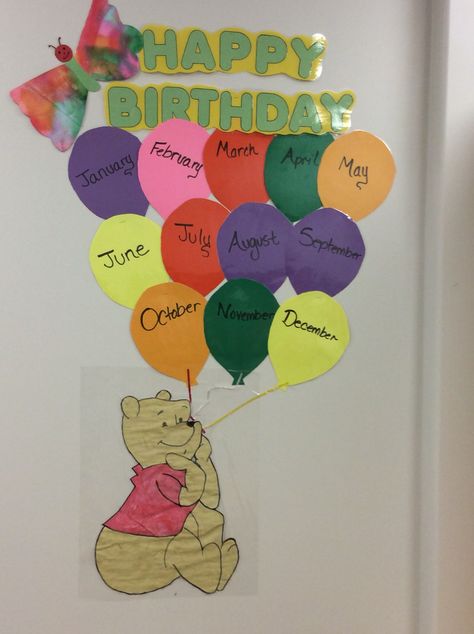 Birthday Boards For Infant Room, Birthday Board For Infants, Happy Birthday Boards Classroom Ideas, Birthday Wall Daycare, Infant Room Birthday Board Ideas, Infant Birthday Board Ideas, Daycare Birthday Boards, Birthday Boards Classroom Preschool, Birthday Bulletin Board Ideas