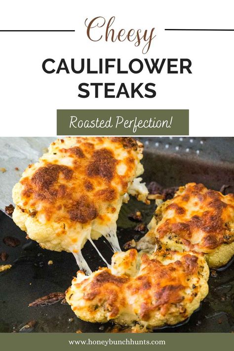 Cheesy Cauliflower Steaks Cheesy Cauliflower Steaks, Cauliflower Slices, Cauliflower Steaks Recipes, Roasted Cauliflower Steaks, Cheesy Cauliflower, Cauliflower Steaks, Healthy Comfort, Venison Recipes, Vegetarian Recipe