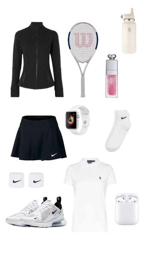 Tennis fit check Badminton Attire, Casual Athletic Outfits, Cute Tennis Outfit, Mode Tennis, Tennis Practice, Tennis Lifestyle, Cute Golf Outfit, Lulu Outfits, Golf Attire Women