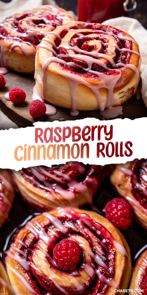 Raspberry Cinnamon Rolls with Lemon Glaze [1 Hour] - Chasety Raspberry Cinnamon Rolls, Cook Breakfast, Recipe Rice, Sweet Roll Recipe, Vegan Chef, Library Aesthetic, Lemon Glaze, Cinnamon Rolls Homemade, Easy Baking Recipes Desserts