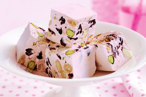 Nougat is a classic crowd pleaser and with this festive recipe, everyone will be asking for more. Pistachio Nougat Recipe, Pistachio Nougat, Nougat Recipe, Bake Sale Recipes, Cranberry Pistachio, Truffle Recipe Chocolate, Gingerbread Cake, Delicious Fruit, Tea Cakes