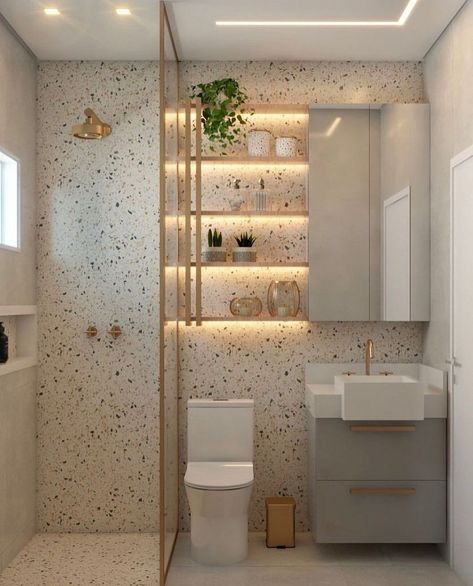 Minimalist Small Bathrooms, Latest Bathroom Designs, Toilet And Bathroom Design, Blue Bathroom Vanity, Bathroom Interior Design Modern, Bilik Air, Bathroom Vanity Decor, Small Bathroom Layout, Small Bathroom Interior