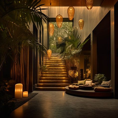 Hotel Garden Design, Tropical Lighting, Tropical Lounge, Tropical Luxury, Tropical Home, Tropical Architecture, Casual Luxury, Modern Tropical, Luxury Homes Interior