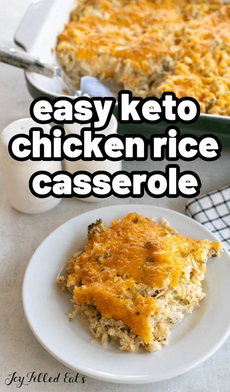 If you're on the hunt for a low carb casserole, you're in luck. This Keto Chicken and Rice Casserole is great for the keto diet! Keto Chicken Fried Rice, Low Carb Chicken And Rice, Keto Chicken And Rice, Keto Ground Chicken Recipes, Casseroles Keto, Keto Meats, Chicken Cauliflower Rice, Chicken And Cauliflower Rice, Low Carb Casserole