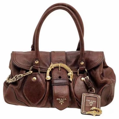 Brown Prada Bag, Must Haves Aesthetic, Autumn Must Haves, Vintage Prada Bag, Leather Dragon, Vintage Designer Bags, Expensive Bag, Women's Bags By Style, Guess Handbags