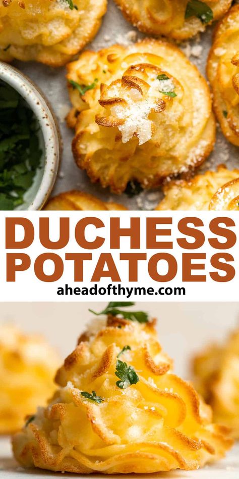 Duchess Potatoes Fancy Mashed Potatoes, Dutchess Potatoes, Duchess Potatoes, Baked Mashed Potatoes, Potato Side Dish, Whipped Potatoes, Dinner Thanksgiving, Easy Potato Recipes, Potatoe Casserole Recipes