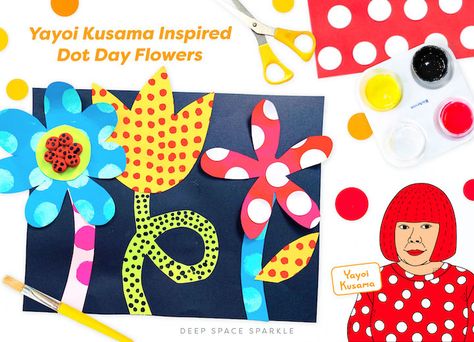 Asian Heritage Month Art For Kids, Yayoi Kusama Kindergarten, Yayoi Kusama Theme Party, Yayoi Kusama Craft, Yayoi Kusama Preschool Art, Yayoi Kusama Art Project, Yayoi Kasuma Art For Kids, 1 Day Art Projects For Elementary, Kusama Art Projects For Kids