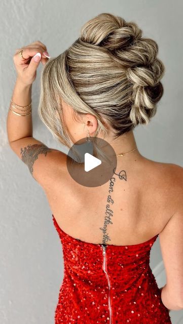 Wedding Hair Updo Long Hair, Summer Hairstyles For Wedding Guest, Updos Long Hair Easy, Simple Updo With Braid, Funky Updos For Long Hair, Dramatic Updo Hairstyles, Holiday Hair Updos, Voluminous Updo Wedding, Braid Mohawk Updo