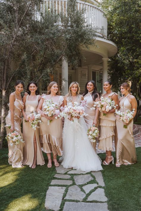 Champagne Gold Bridesmaid Dresses, Mixed Bridesmaid Dresses, Tan Bridesmaids, Tan Bridesmaid Dresses, Nude Bridesmaid Dresses, Beige Bridesmaid Dress, Beige Bridesmaids, Mix Match Bridesmaids, Neutral Bridesmaid Dresses