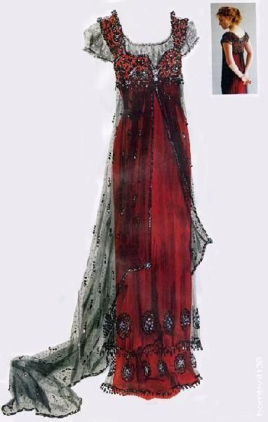 Kate Winslet's Titanic gown. I reproduced this once for my theatrical company it turned out great Titanic Costume, Titanic Dress, Red Wedding Dresses, Vintage Gowns, فستان سهرة, Vestidos Vintage, Edwardian Fashion, Historical Dresses, Gorgeous Gowns