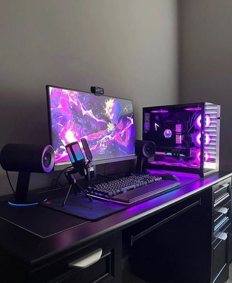 Gaming Setup Ideas, Ultimate Gaming Setup, Gamer Bedroom, Best Gaming Setup, Gamer Setup, Pc Gaming Setup, Bedroom Setup, Setup Ideas, Gaming Pcs