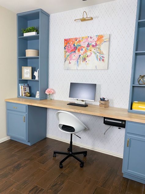 The Reveal: Office and Craft Room – ORC Week 8 Office And Craft Room, Office Craft Room Combo, Home Office/guest Room, Office Playroom, Craft Room Design, Office Guest Room, Guest Room Office, One Room Challenge, Office Crafts