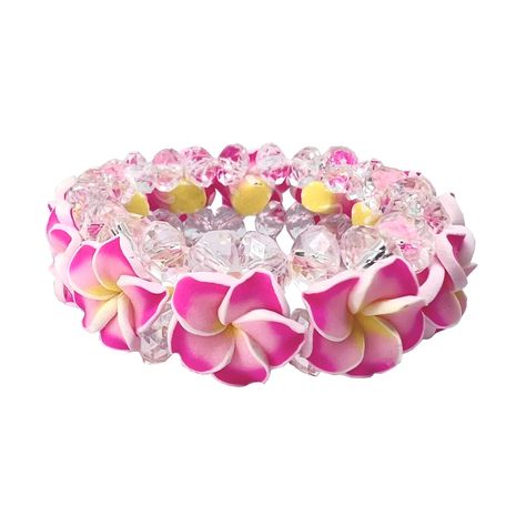 Gyaru Fashion Tropical, Gyaru Bracelet, Plumeria Accessories, Hibiscus Accessories, Plumeria Jewelry, Tropical Accessories, Pink Plumeria, Hawaiian Bracelets, Coconut Dream