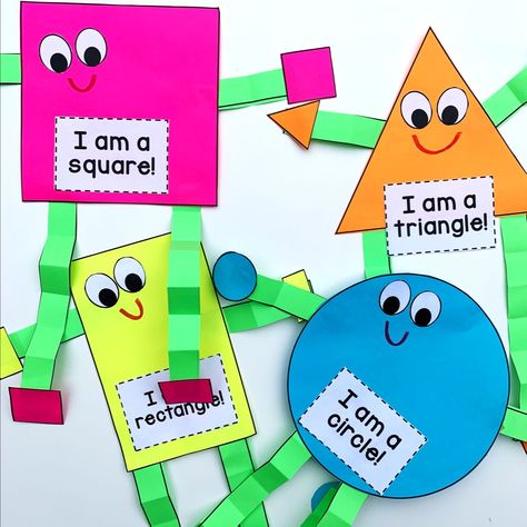 These shape monsters are a fun craft for preschoolers or Kindergarten students learning about shapes! A square, rectangle, circle and triangle craft are included inside of this course! Math Activities For Preschool, Shape Activities Kindergarten, Arts And Crafts For Kids Toddlers, Ideas For Preschoolers, Shape Activities Preschool, Shapes Kindergarten, Numbers Counting, Teaching Shapes, Art Activities For Toddlers