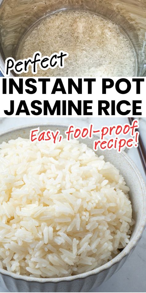 Transform the way you make rice with this Instant Pot jasmine rice recipe. It’s a super quick and easy side dish, and turns out perfectly cooked jasmine rice every time – fluffy, aromatic, and utterly irresistible. Overcooked Rice, Cook Jasmine Rice, Instant Pot Jasmine Rice, Perfect Jasmine Rice, Jasmine Rice Recipe, Jasmin Rice, Rice Asian, Jasmine Rice Recipes, Cooking Jasmine Rice