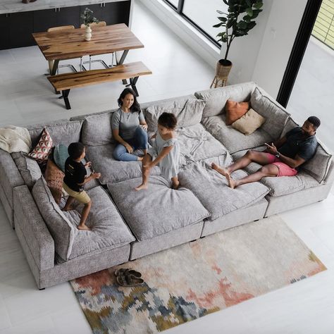 11 Big and Comfy Sofas the Whole Family Will Love Lounging On Big Sofa Bed, U Couch, Extra Deep Sofa, Floor Seating Living Room, Big Couch, The Big Comfy Couch, Deep Couch, Family Sofa, U Shaped Couch