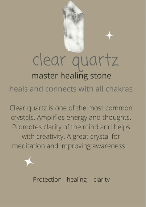 Clear Quartz meanings.
Master healing stone Clear Quartz Meaning Crystal Healing, Clear Crystal Quartz Meaning, Quartz Meaning Crystals, Lady Selene, Clear Quartz Crystal Meaning, Illness Remedies, Clear Quartz Meaning, Queen Persephone, Clear Quartz Properties