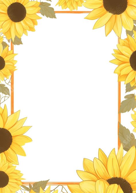 Sunflower Border, Sunflower Frame, Background Sunflower, Beautiful Borders, Book Art Projects, Framed Words, Background Template, The Sunflower, Borders And Frames