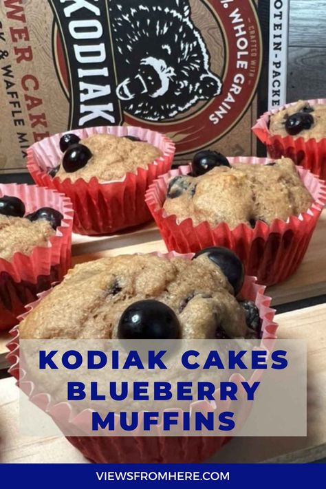 Kodiak Cakes Recipe, Weight Watchers Muffins, Blueberry Protein Pancakes, Blueberry Protein Muffins, Greek Yogurt Muffins, Blueberry Muffin Recipe, Protein Pancake Mix, Healthy Blueberry Muffins, Berry Muffins