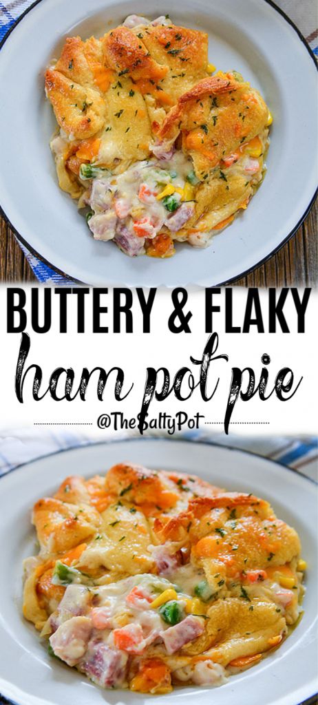 This Buttery and Flaky Ham Pot Pie is ideal for using up leftover ham! It's SO delicious, just like chicken pot pie, but better!! #thesaltypot #hampotpie #chickenpotpie #hamrecipes #leftoverham Ham Pie Italian, Best Leftover Ham Recipes, Leftover Ham Ideas Meals, Quick Ham Dinner Ideas, Dishes To Make With Leftover Ham, Meals To Make With Leftover Ham, Diced Ham Recipes Casseroles, Meal Ideas With Ham, Leftover Sweet Ham Recipes