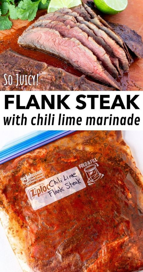 You're going to love the bold flavors of a flank steak with chili lime marinade! This easy recipe ensures tender and juicy steak every time, perfect for salads, tacos, or fajitas. Use this great dinner idea this fall for a simple yet impressive dish. Visit hotpankitchen.com to discover more flavorful marinades for steak, chicken, and pork! Flank Steak Tacos Marinade, Lime Steak Marinade, Flank Steak Fajita Marinade, Marinades For Steak, Chili Lime Marinade, Beef Fajita Marinade, Flank Steak Marinade, Grilled Potato Wedges, Steak Fajita Marinade