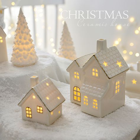 Smarter Shopping, Better Living! Aliexpress.com Small House Christmas, Snow Houses, Creative Ornaments, Snow Decorations, Lights For Christmas, Clay House, Snow House, Houses Christmas, Diy Christmas Village