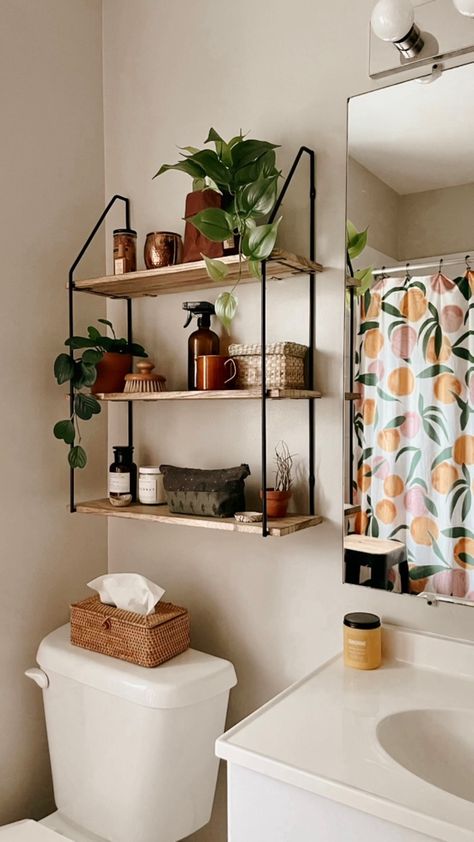 Rental Bathroom, Small Apartment Bathroom, Simple Bathroom Decor, Gallery Ideas, Aesthetic Bathroom, Bathroom Decor Apartment, Bathroom Decor Ideas, Boho Bathroom, Bathroom Inspiration Decor