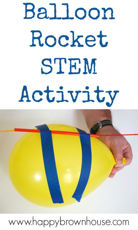 Watch this balloon rocket zoom across the room in this balloon science experiment. This is a great stem activity for kids that will leave them asking to do it again. #science #STEM #kids via @happybrownhouse Balloon Science Experiments, Stem Kids, Balloon Rocket, Kids Stem Activities, Space Activities For Kids, Fun Stem Activities, Science Week, Preschool Stem, Science Stem