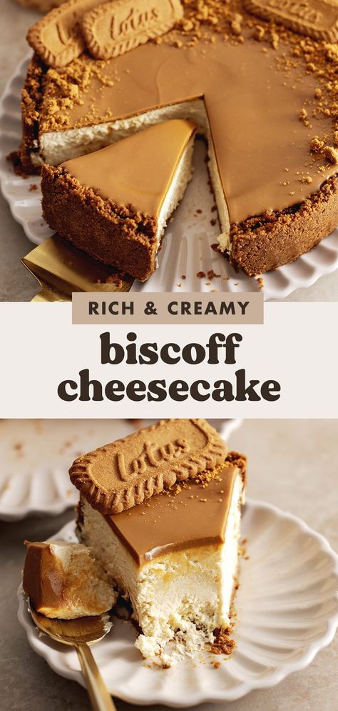 This biscoff cheesecake is made with a biscoff cookie crust, creamy spiced cheesecake, and a layer of biscoff spread on top. It's the ultimate cheesecake for biscoff lovers! #biscoff #cheesecake | teakandthyme.com Biscoff Coffee Cake, Spiced Cheesecake, Ultimate Cheesecake, Biscoff Recipes, Biscoff Cheesecake, Birthday Cake Decorating Ideas, Cheesecake Toppings, Biscoff Spread, Best Cheesecake