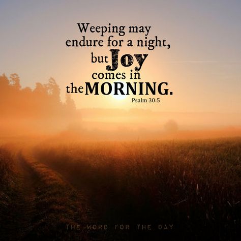 The Word For The Day • “…weeping may endure for a night, but joy comes in... How To Become Confident, Word For The Day, Joy In The Morning, Fervent Prayer, Psalm 30, I Failed, Gods Love Quotes, Scripture Pictures, Favorite Bible Verses