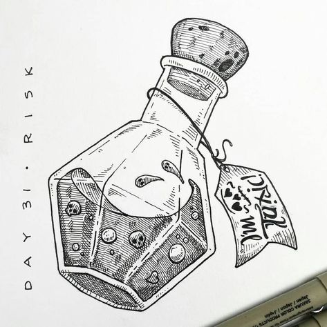 Bottle Tattoo, Bottle Drawing, Tattoo Reference, Magic Tattoo, Astronomy Art, Potion Bottles, Artist Logo, Unique Drawings, Tattoo Design Drawings