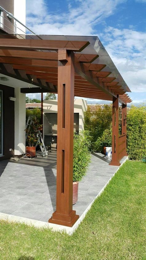 Small Covered Patio, Design Per Patio, Pergola Plans Design, Patio Deck Designs, Modern Pergola, Pergola Attached To House, Pergola Design, Wooden Pergola, Budget Patio