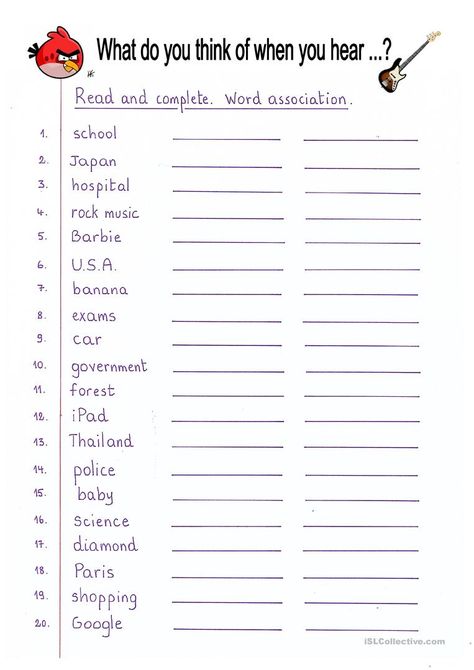 Read and Complete - Word Association - English ESL Worksheets Third Grade Vocabulary Words, Word Games For Adults, Printable Word Games, 2nd Grade Spelling Words, 2nd Grade Reading Worksheets, 3rd Grade Words, Word Association, Letter Recognition Worksheets, Hippie Room